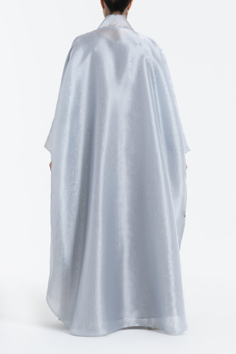 Metallic Double Organza Abaya with Embroidery