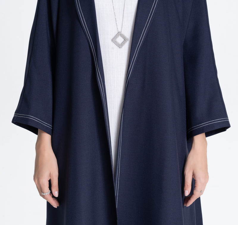 Twill Suit Abaya - Navy