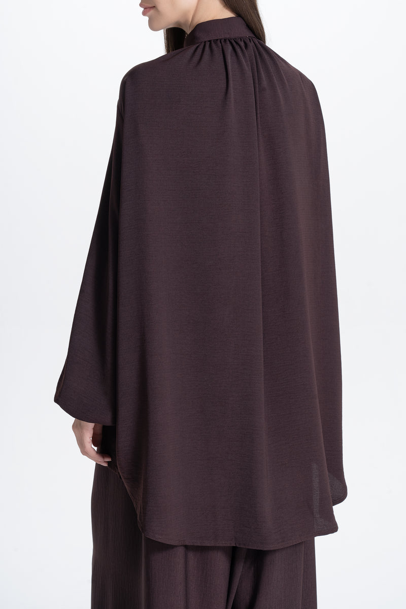Wide Pants and Shirt Set - Brown