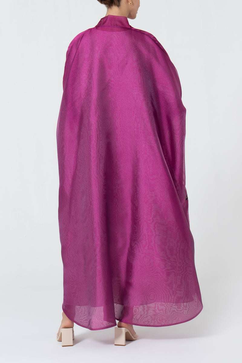 Metallic Double Organza Abaya - Raspberry