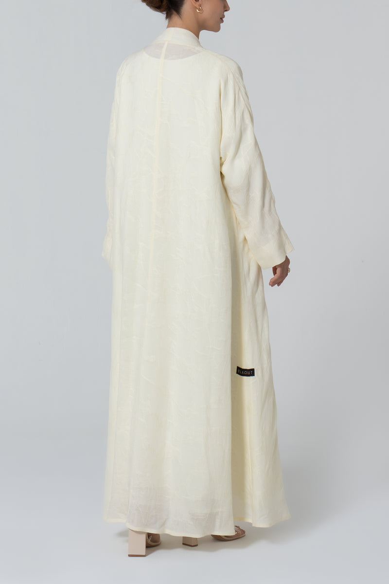 A-Line Viscose Linen Abaya -Light Yellow